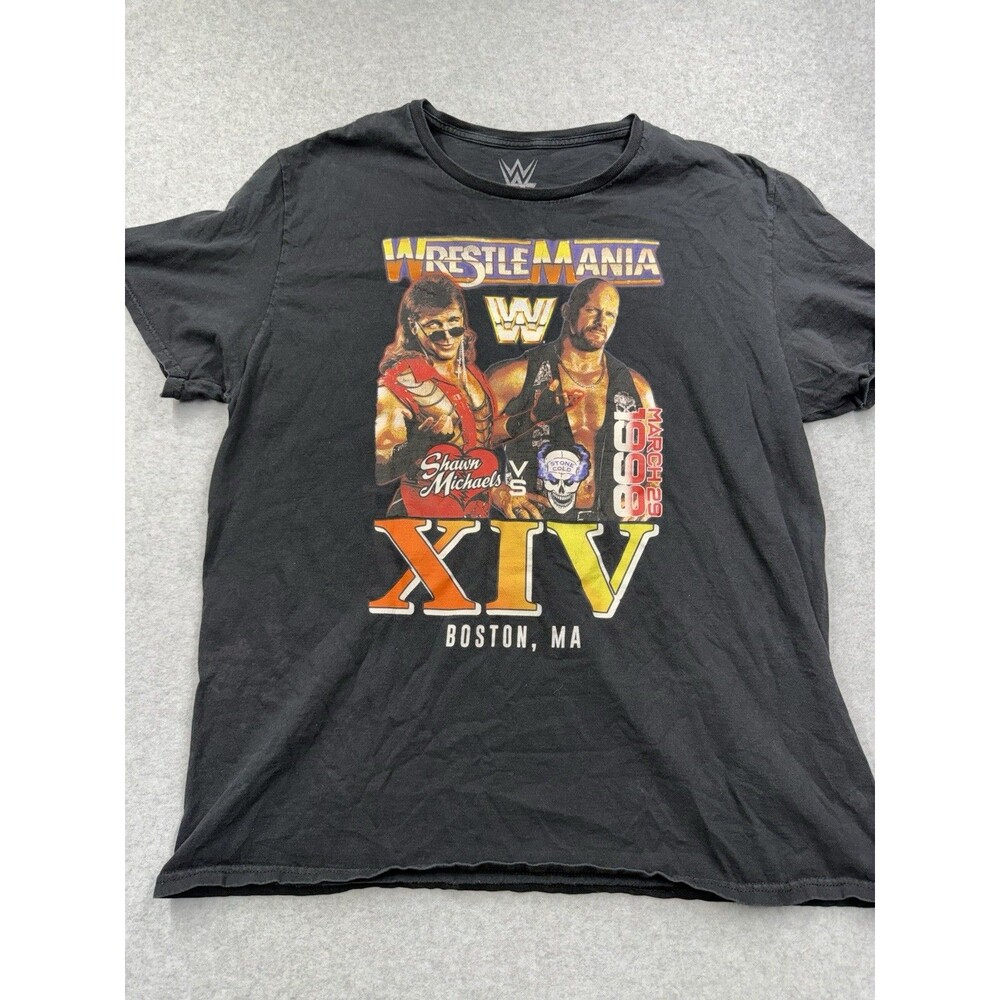 WWE WrestleMania XIV Shawn Michaels vs Stone Cold Men's XL Black Cotton Tee